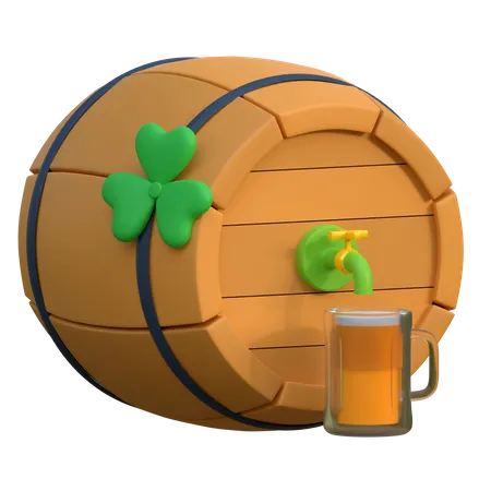 Barril de cerveja de madeira  3D Icon