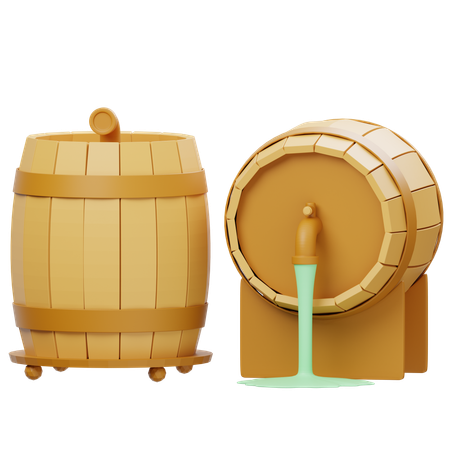 Barril de madeira  3D Icon