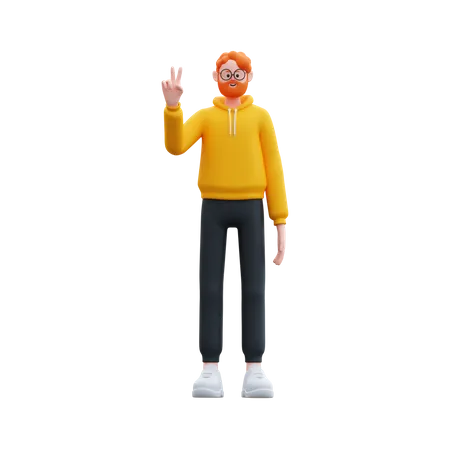 Bart Mann zeigt Peace-Zeichen  3D Illustration