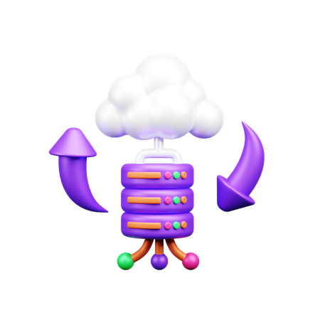 Base de données connectée au cloud  3D Icon
