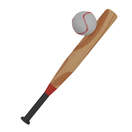 Baseball Bat With Ball 3D Icon