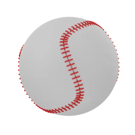 White Baseball With Red Stitching 3D Icon