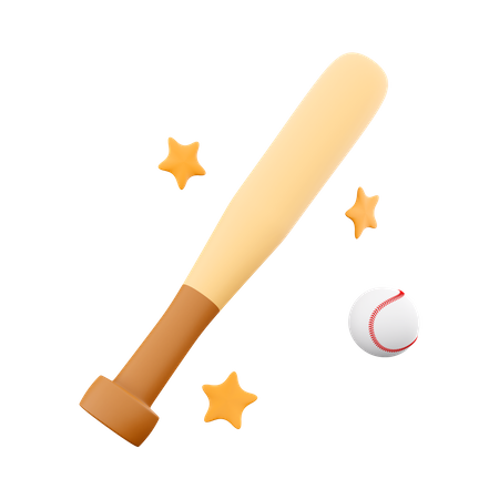 Baseball Ball And Bat  3D Icon