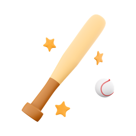 Baseball-Ball und Schläger  3D Icon