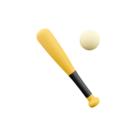 3 D Render Baseball Bat And Ball 3 D Rendering Bat And Ball 3 D Render Baseball Bat And Ball Illustration On White Background 3D Icon