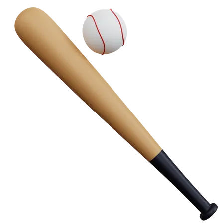 3 D Rendering Baseball Bat With Ball Isolated 3D Icon