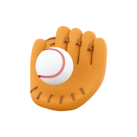 3 D Rendering Of An Orange Baseball Glove With A White Ball Inside Icon 3 D Render Catching The Ball Successfully With A Baseball Glove Icon 3D Icon