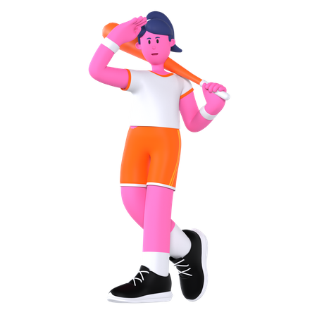 Baseball Player  3D Illustration