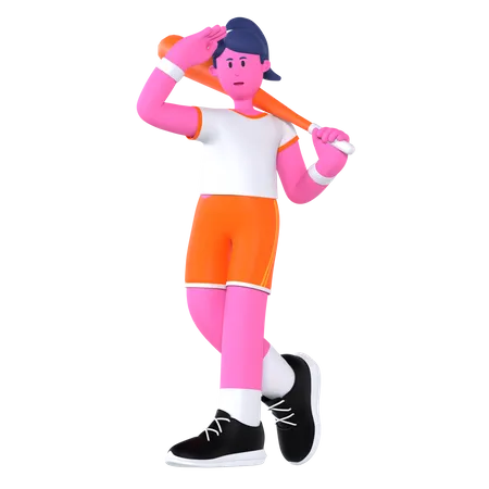 Baseball Player  3D Illustration