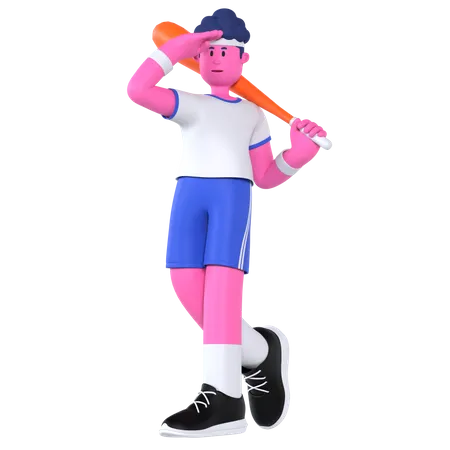 Baseball Player  3D Illustration