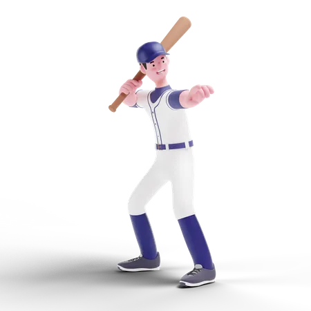 Baseball Player doing practice  3D Illustration