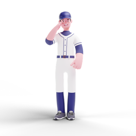 Baseball Player doing salute 3D Illustration