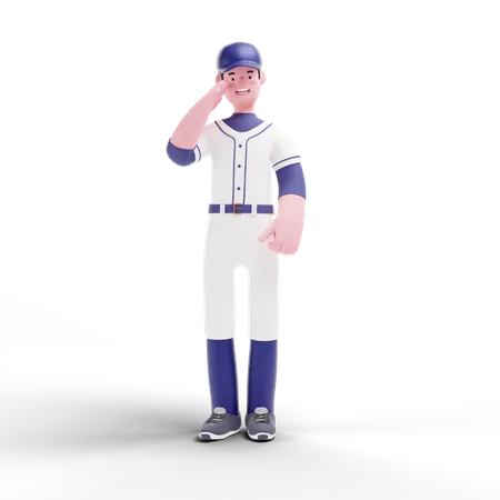 Baseball Player doing salute 3D Illustration