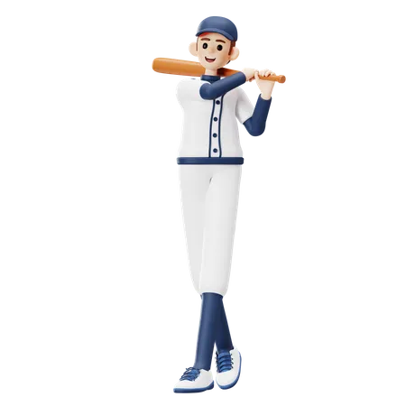 Baseball Player Getting Ready To Hit  3D Illustration