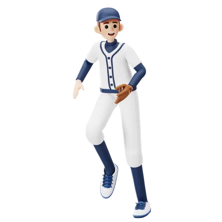 Baseball Player Getting Ready To Run  3D Illustration