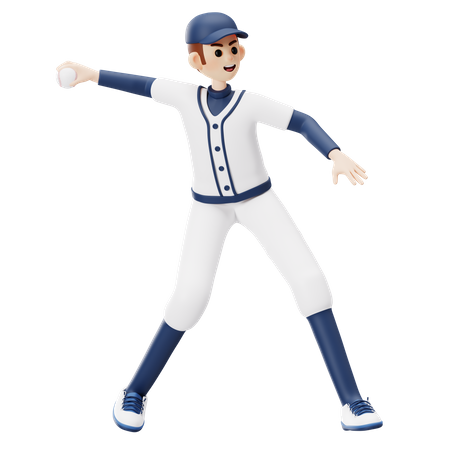 Baseball Player Getting Ready To Throw The Ball  3D Illustration