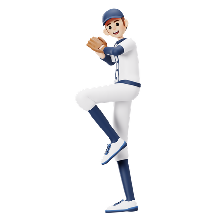 Baseball Player Getting Ready To Throw The Ball  3D Illustration
