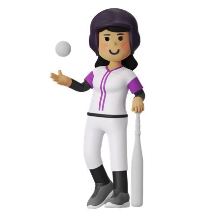Baseball Player Girl  3D Icon