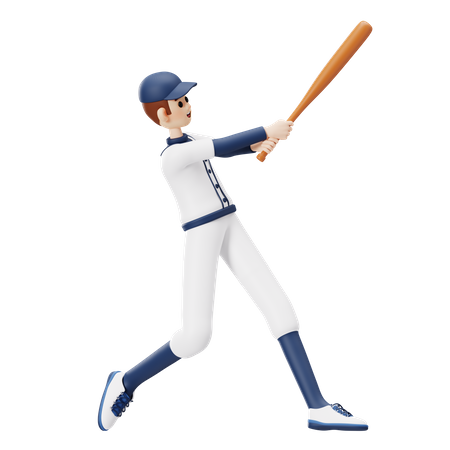 Baseball Player Hitting  3D Illustration