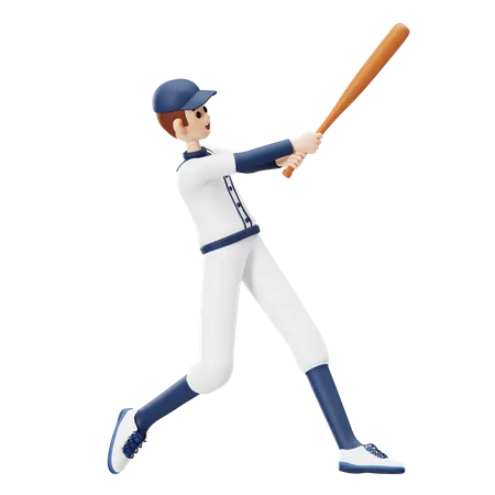 Baseball Player Hitting  3D Illustration