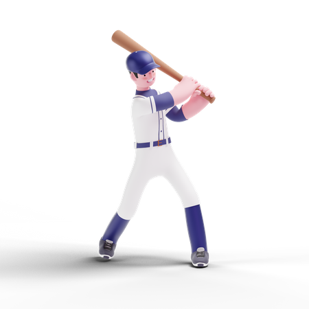 Baseball Player hitting ball 3D Illustration