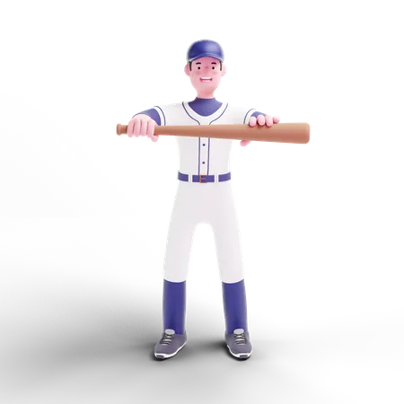 Baseball Player holding baseball bat 3D Illustration