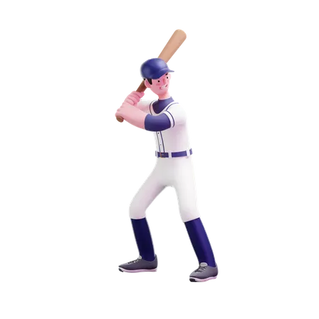 Baseball Player holding bat  3D Illustration