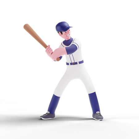 Baseball Player playing baseball  3D Illustration