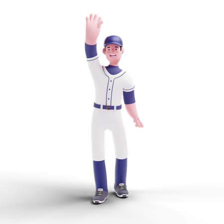 Baseball Player raising hand 3D Illustration