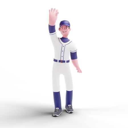 Baseball Player raising hand  3D Illustration