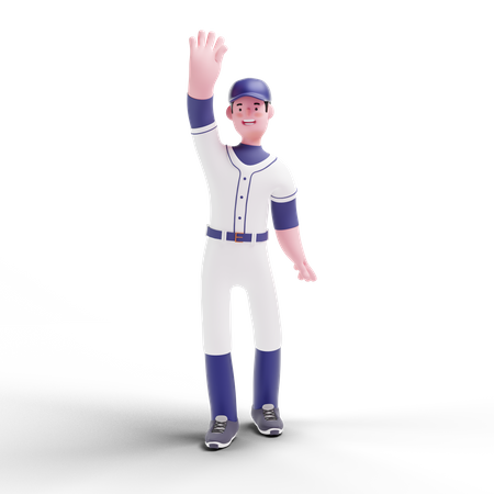 Baseball Player raising hand  3D Illustration