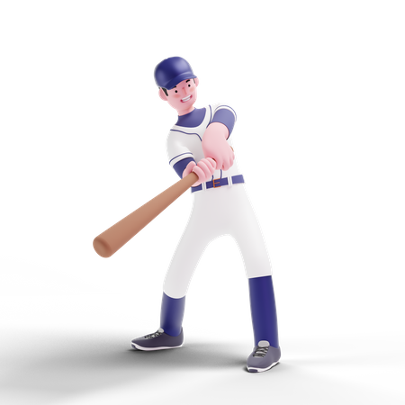 Baseball Player ready to strike  3D Illustration