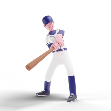 Baseball Player ready to strike  3D Illustration