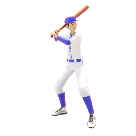 Baseball Player swinging bat  3D Illustration