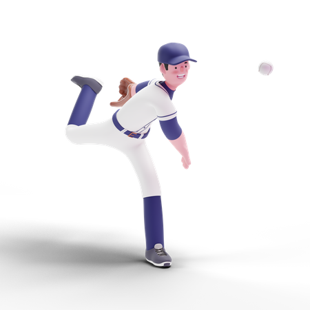 Baseball Player throwing ball 3D Illustration