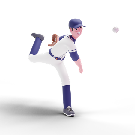 Baseball Player throwing ball  3D Illustration