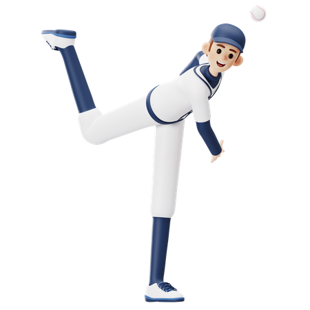 Baseball Player Throwing Ball  3D Illustration