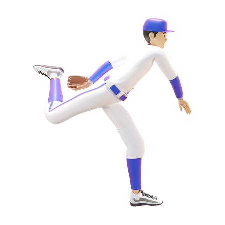 Baseball player throwing ball  3D Illustration