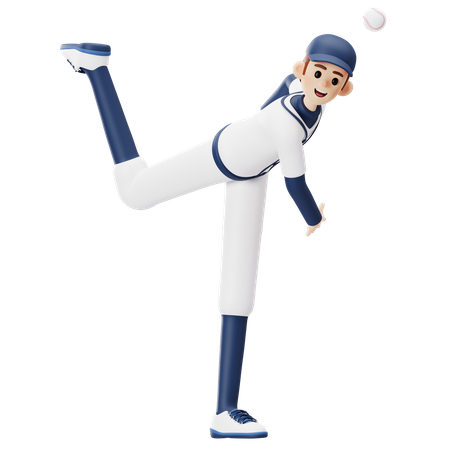 Baseball Player Throwing Ball  3D Illustration
