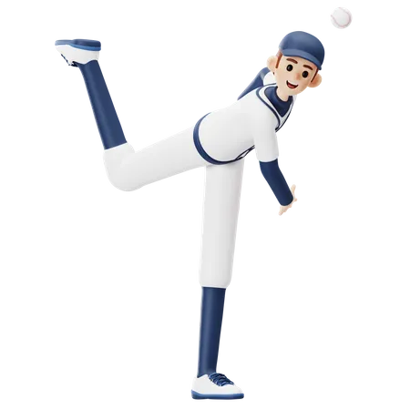 Baseball Player Throwing Ball  3D Illustration