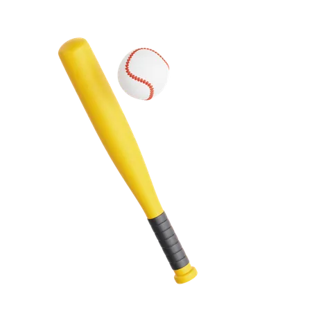 Baseball und Schläger  3D Icon