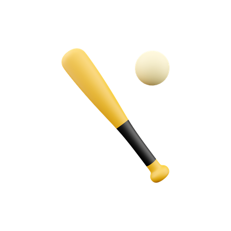 Baseballschläger und Ball  3D Icon