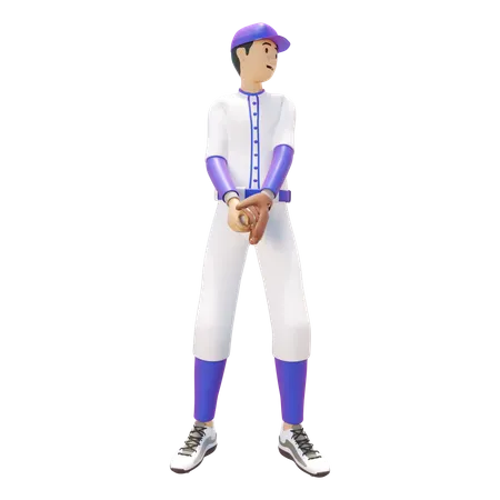 Baseball-Spieler beim Training  3D Illustration