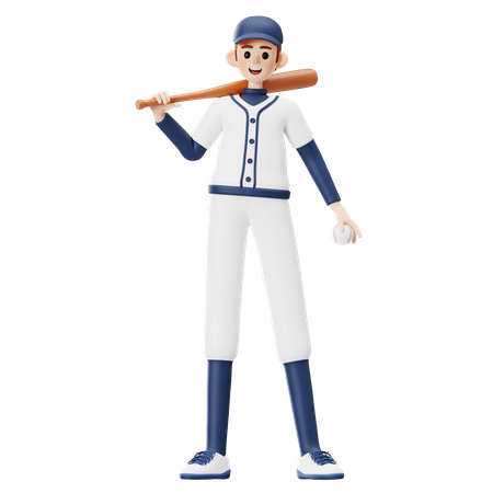 Baseball-Spieler-Charakter  3D Illustration