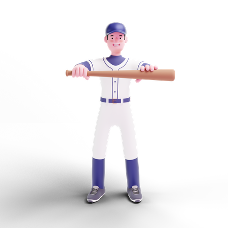 Baseball-Spieler mit Baseballschläger  3D Illustration
