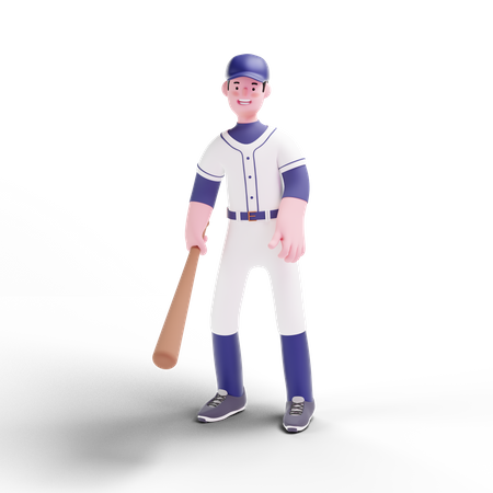 Baseball-Spieler mit Schläger  3D Illustration