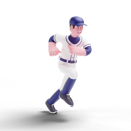 Baseball-Spieler läuft  3D Illustration