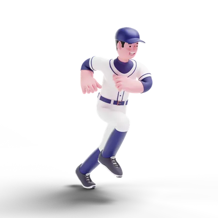 Baseball-Spieler läuft  3D Illustration