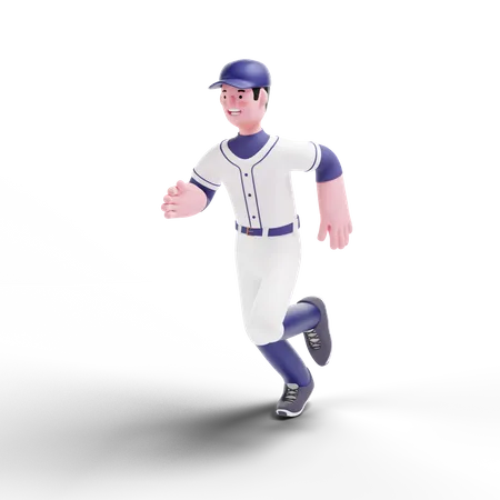 Baseball-Spieler läuft im Spiel  3D Illustration