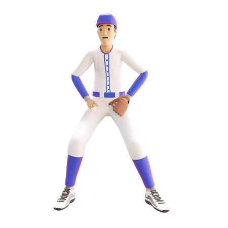 Baseballspieler beim Halten  3D Illustration